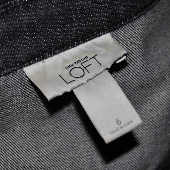 'FINAL' ANN TAYLOR Denim Velvet-Trim Blazer Jacket - Picture 6 of 8